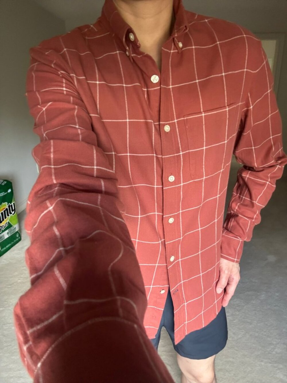 Club Monaco Brick Red Flannel Plaid Button Down Shirt S Soft